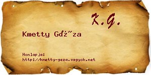 Kmetty Géza névjegykártya