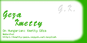 geza kmetty business card